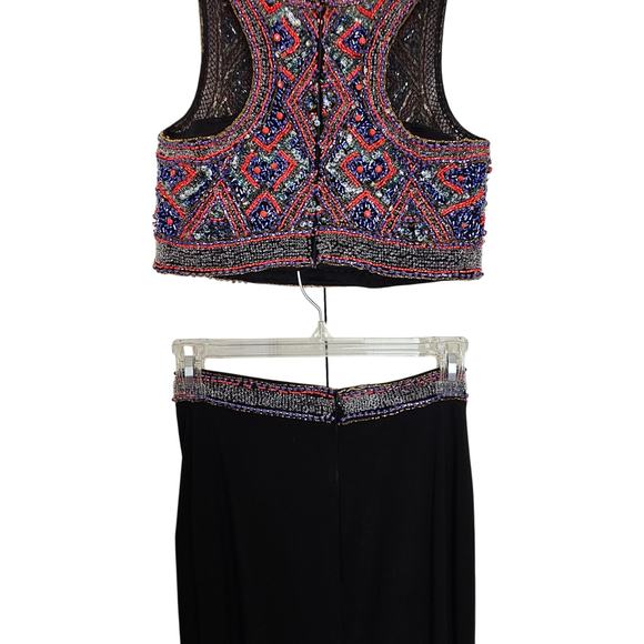 Cassandra Stone by Mac Duggal Beaded 2 Piece Maxi Length Prom Dress Gown Size 2 - Picture 10 of 16